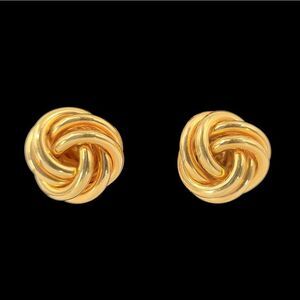 Gold Toned Love Twist Knot Vintage Screw Back Clip On Earrings